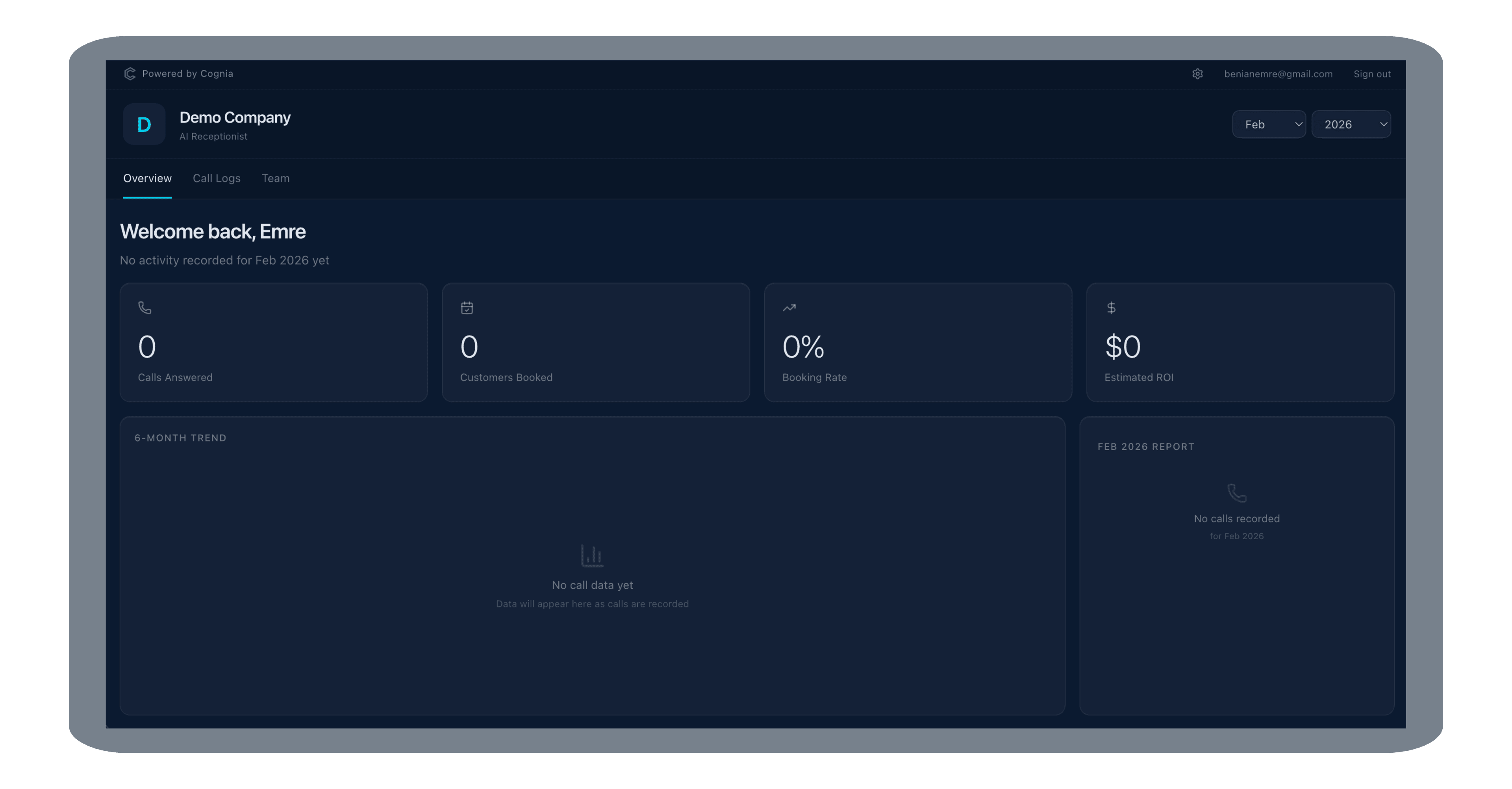 Dashboard Overview view