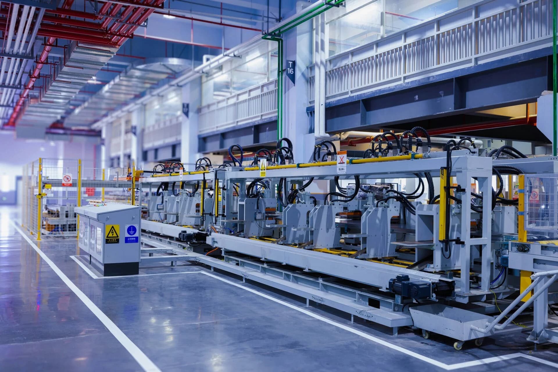 An automated production line in a clean factory hall